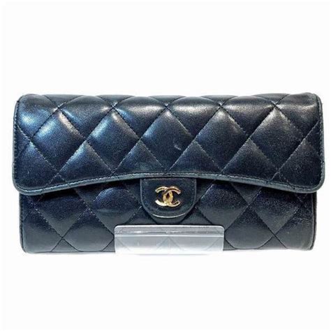 CHANEL Matelasse A80758 Lambskin Black Long Wallet Women's